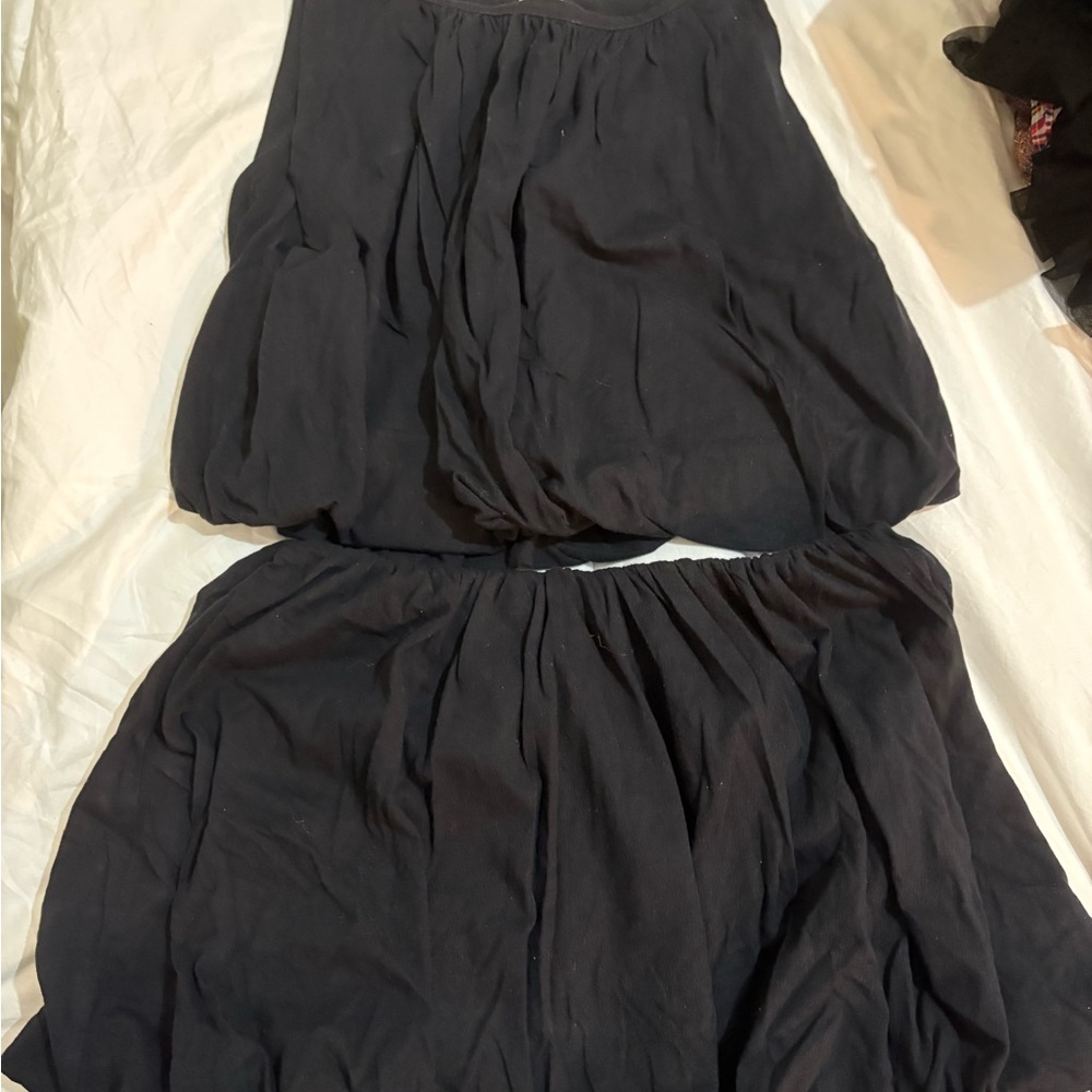 Free people Elegant Black Women's bubble skirt and top set